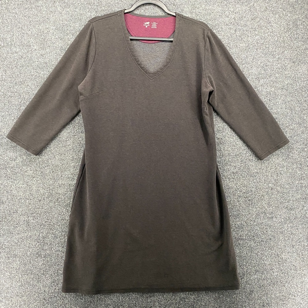 Horny Toad Dress Womens‎ XL Flexcel Grey V-Neck Shift Short Sleeve Casual Boho